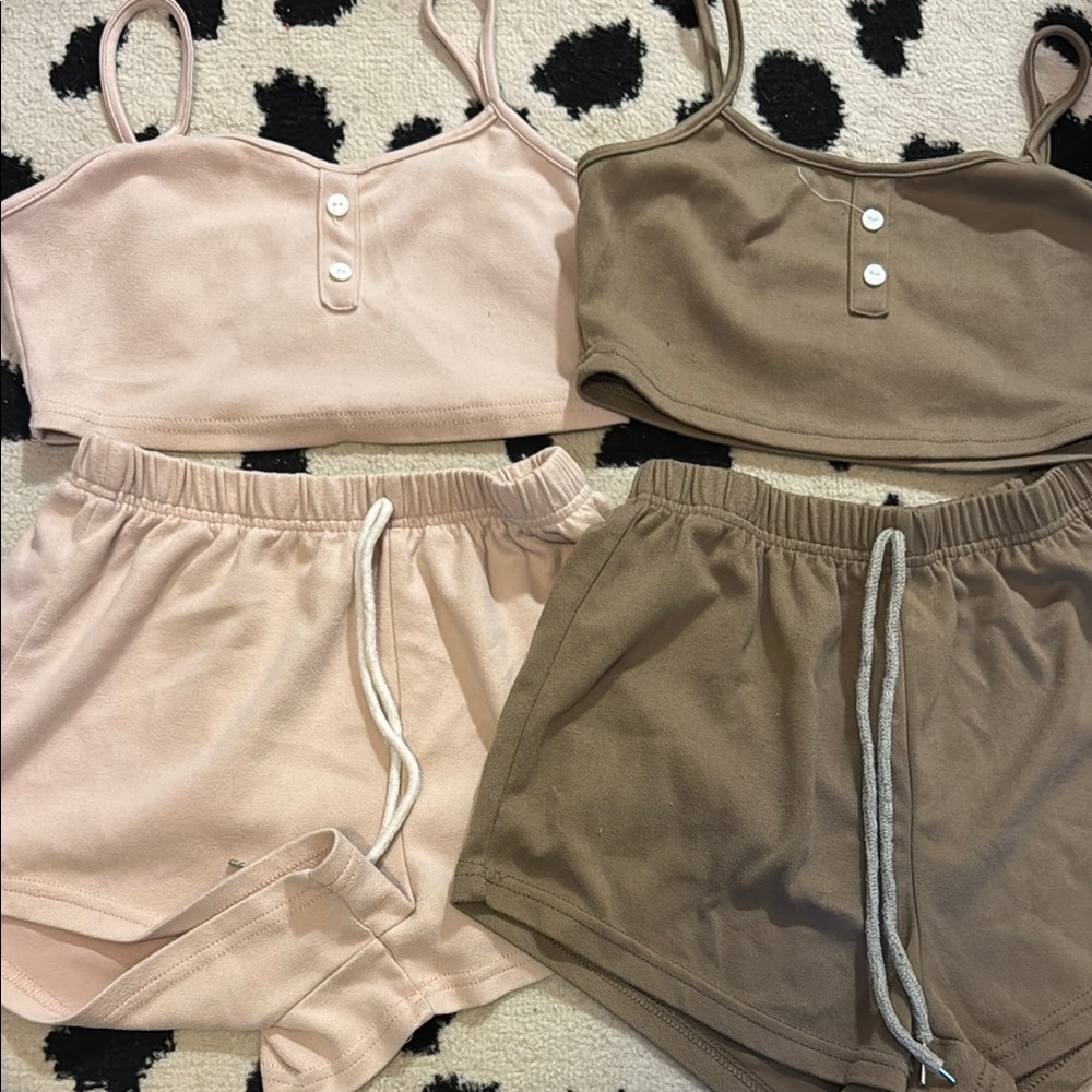 Matching Cream and Forest Green Sleep Sets!